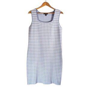 Saks Fifth Avenue Blue White Shepherd Check Sleeveless Knit Dress
